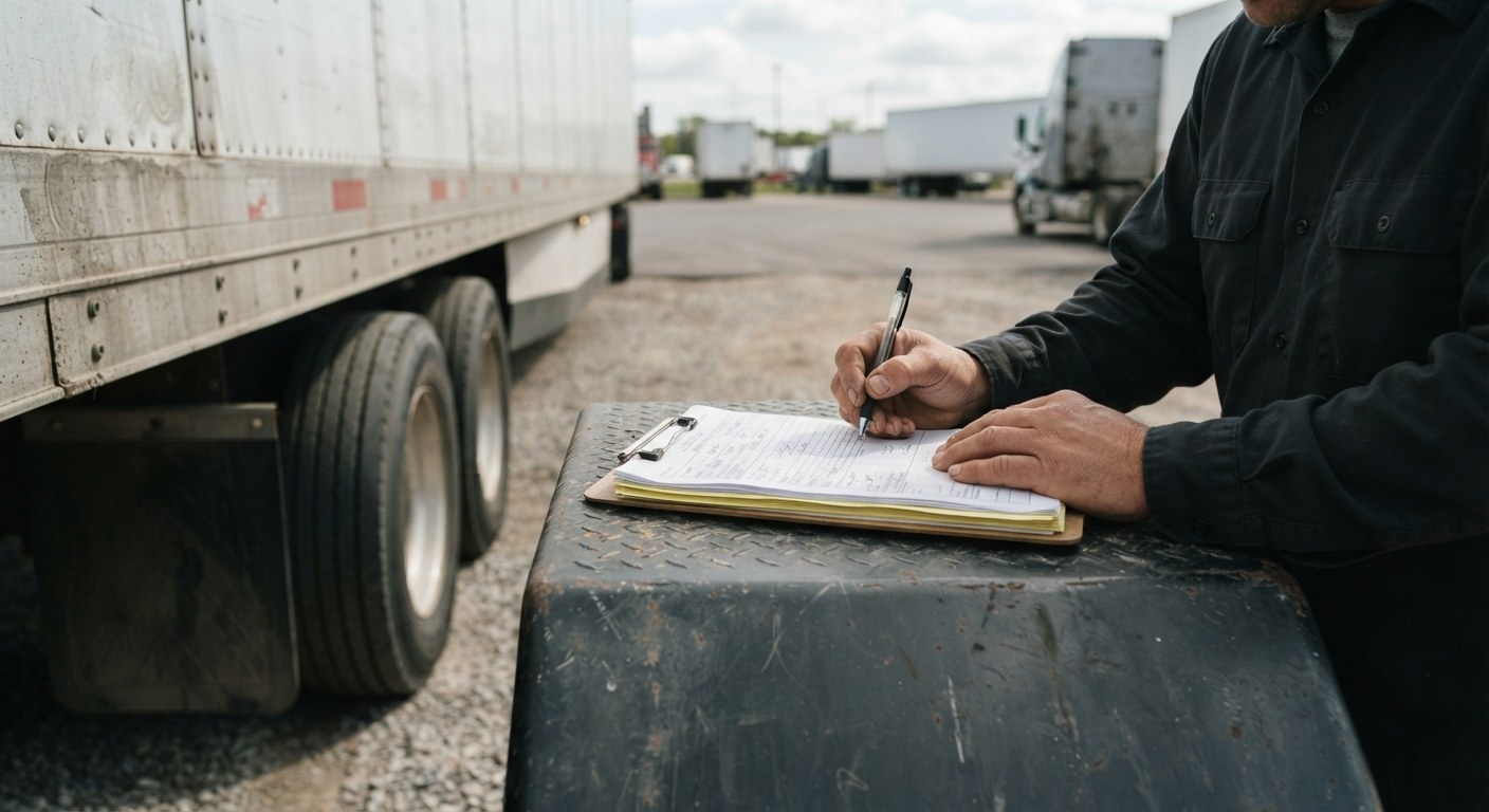A tractor-trailer on the road